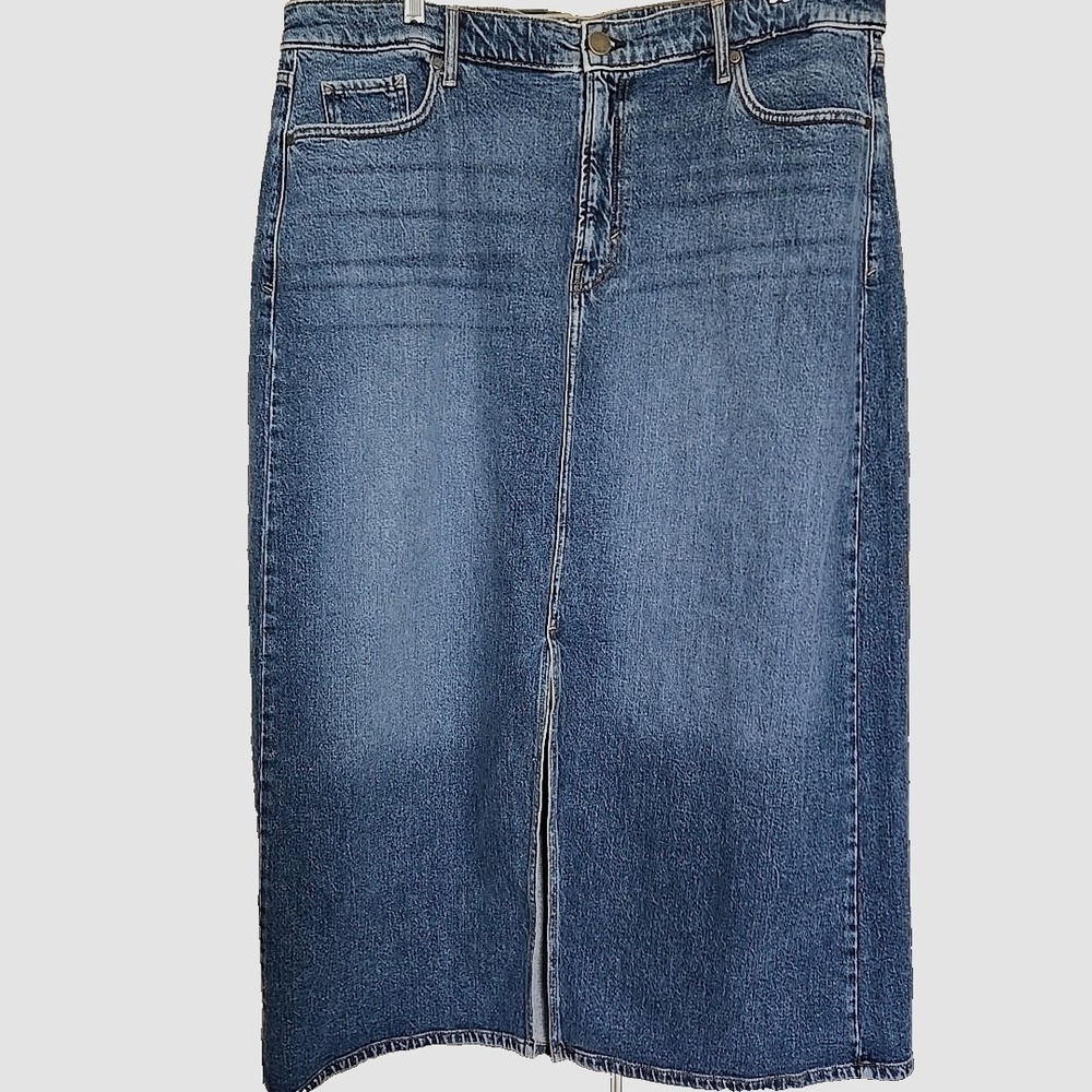 A.N.A High Rise Denim Maxi Skirt Sz 16W Stretch Y2K Plus Modest Straight